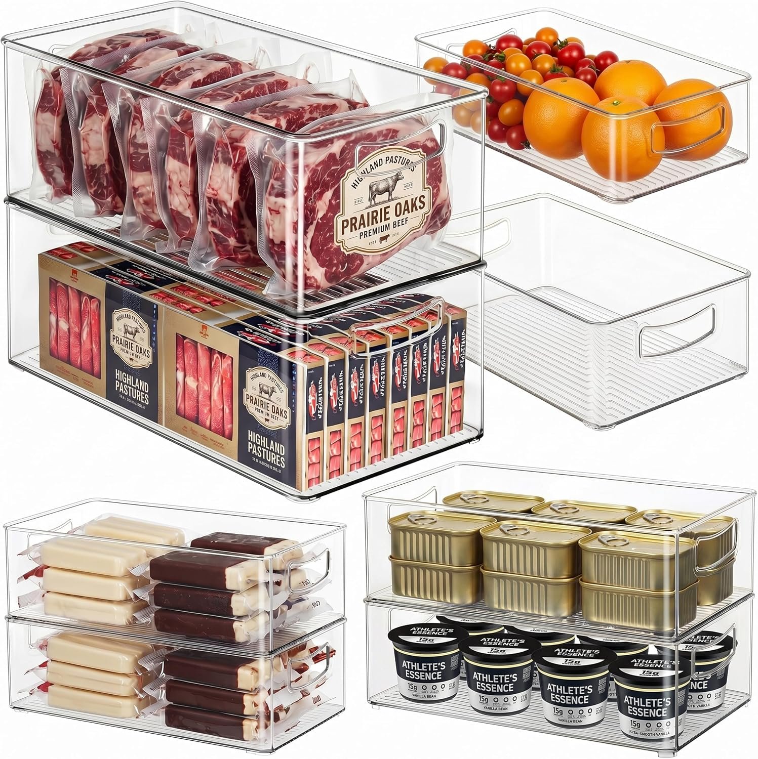 Hudgan 8-pack freezer organizer bins set on a counter