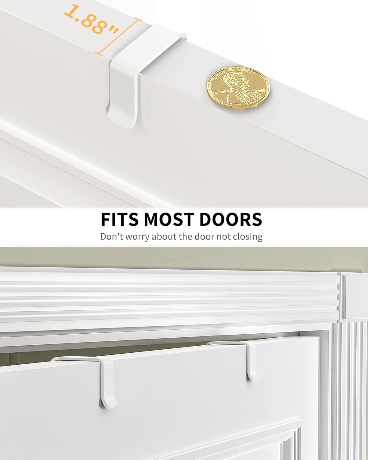 Close-up of the top hooks used to hang the organizer, no screws or adhesive