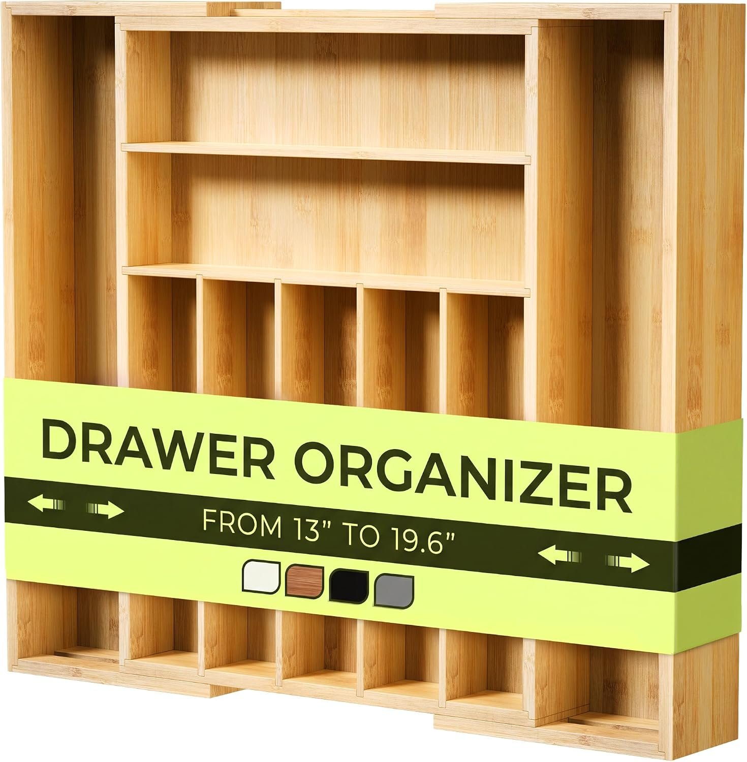 ROYAL CRAFT WOOD luxury bamboo kitchen drawer organizer set on a counter