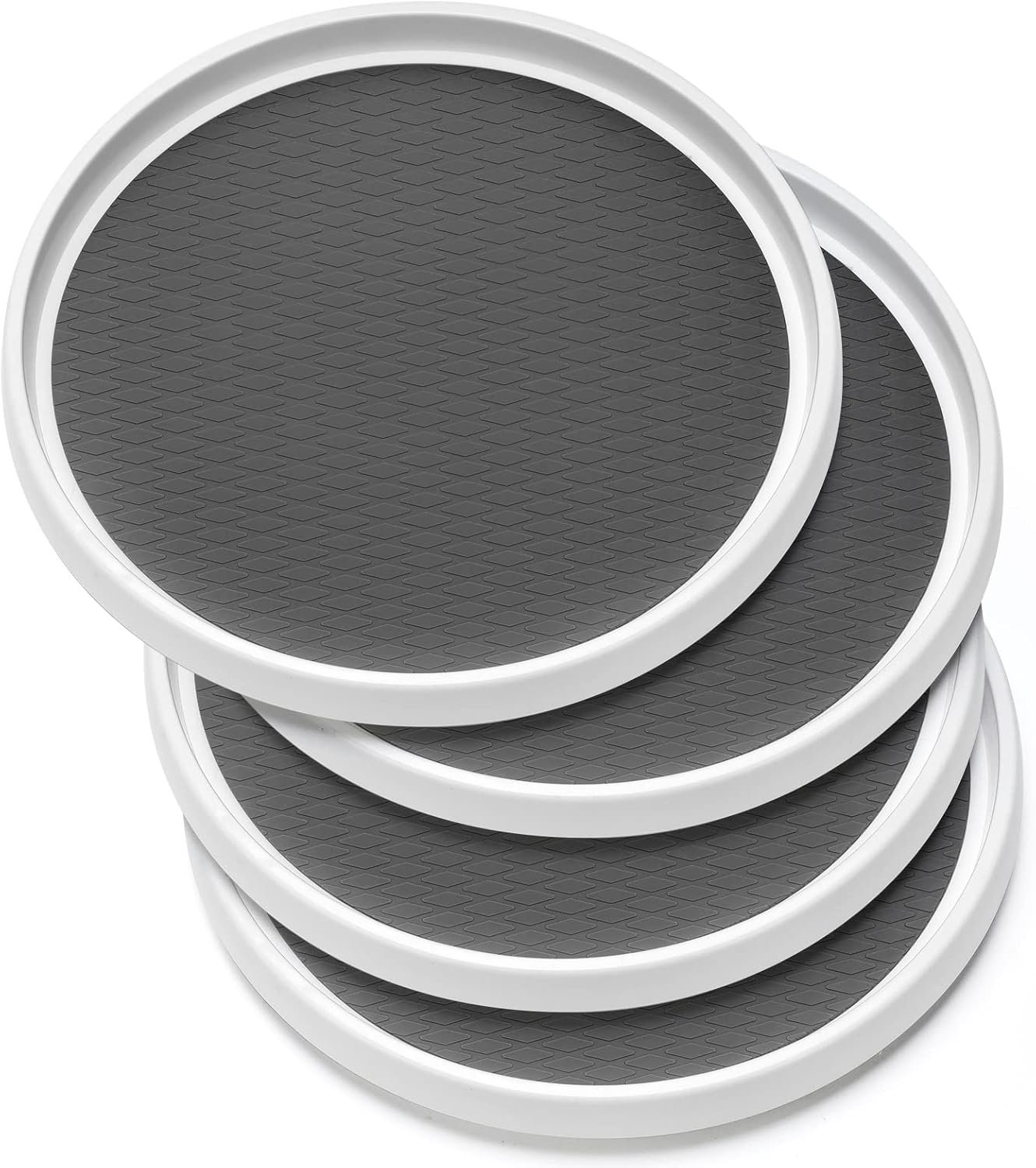 Set of 4 non-skid lazy Susan turntables stacked together