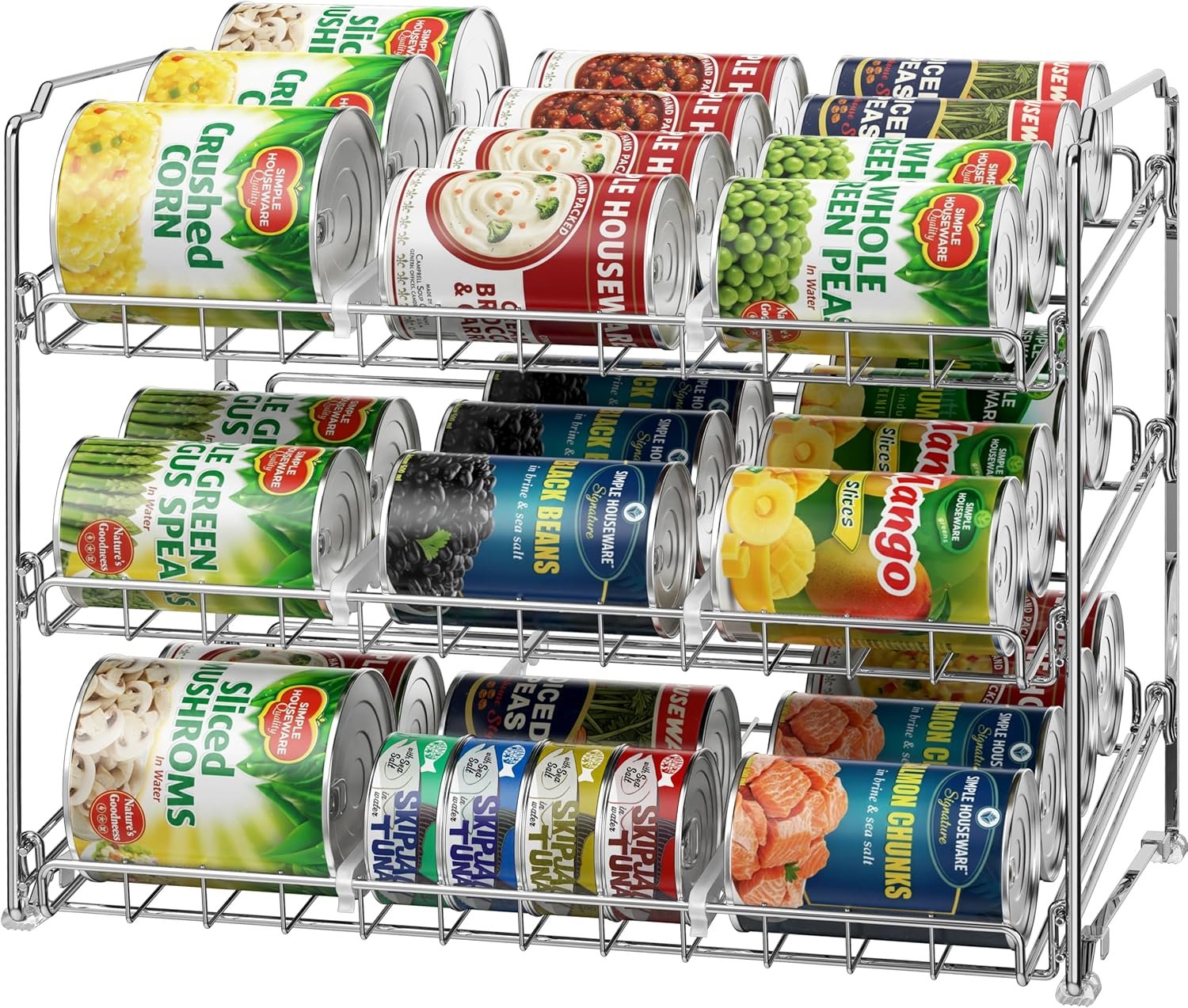 Simple Houseware 3-tier stackable chrome can organizer rack holding canned goods