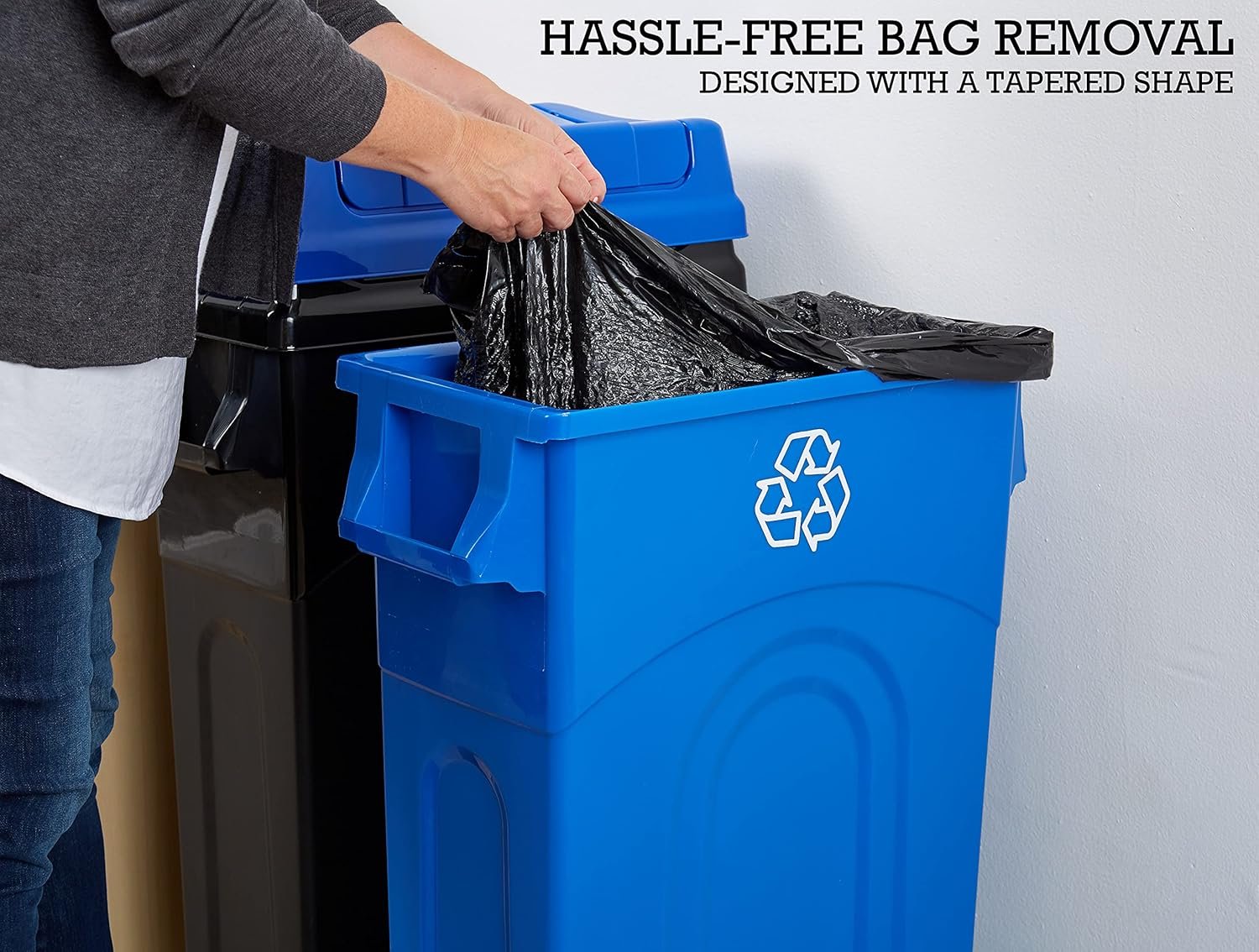 Close-up of the bin's carrying handles and lid