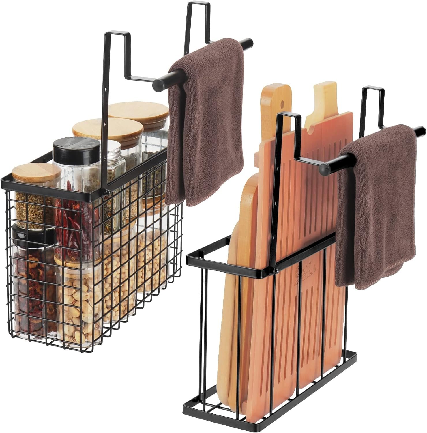 YMCCOOL 2-pack over-the-cabinet-door organizer hooked onto a cabinet door