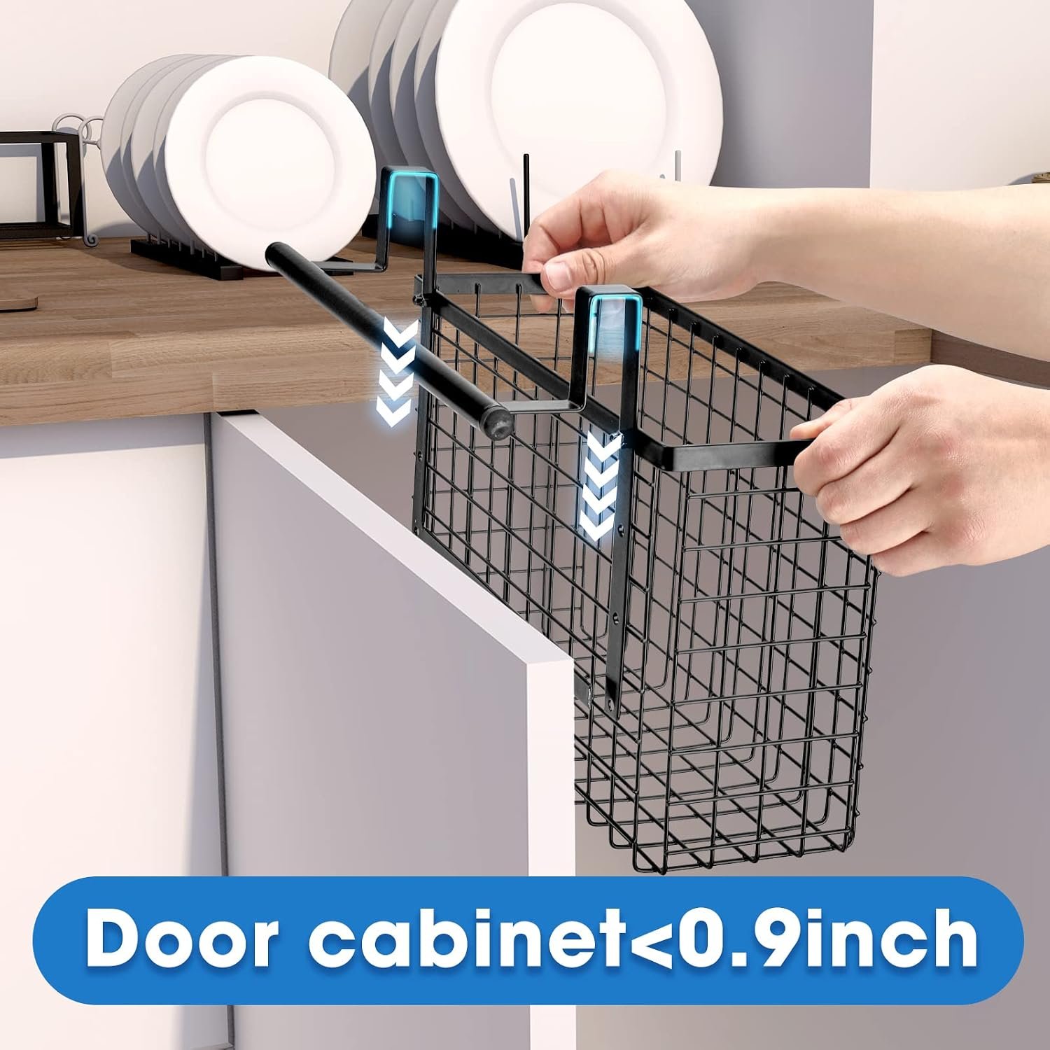 Close-up of the wire rack construction and door hooks